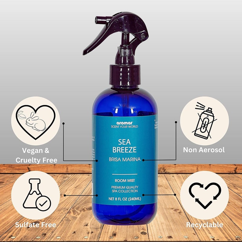 aromar Essential Room Mist and Fabric Spray with Natural Freshener Aromatherapy for a Fresh and Rejuvenated Home 8 oz Mediterranean Sage - Image 1